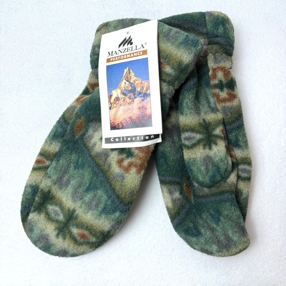 Manzella Polartec Fleece Mittens Gloves Large Mirror Lake Green Water Repellent